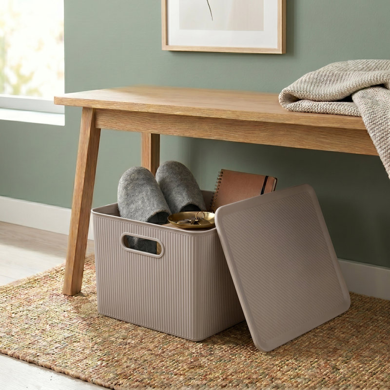 Panier en plastique nervuré, gris, 2