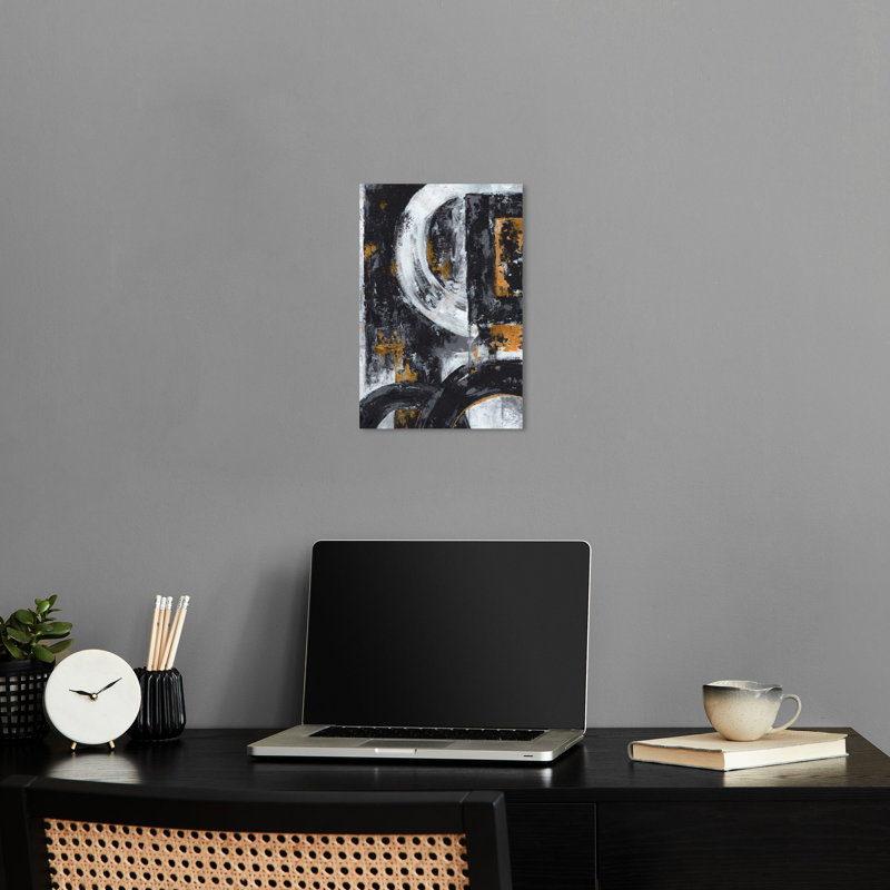 Masculine Abstract Black and White Canvas Wall Art, 10" x 15"