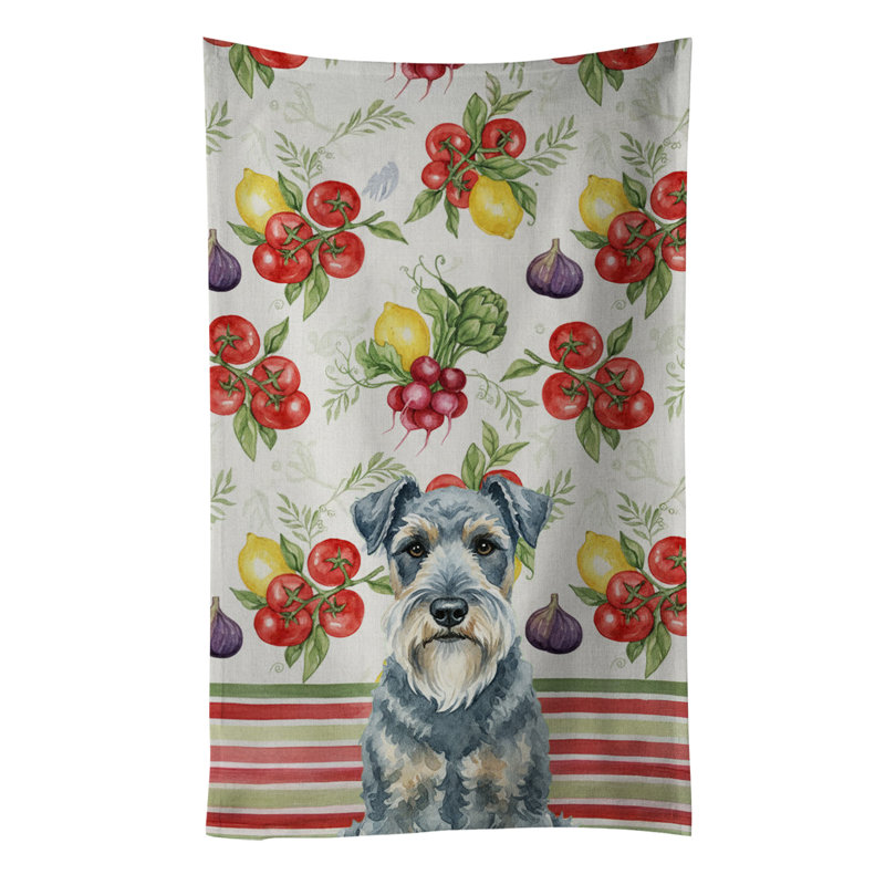 Kerry Blue Terrier Vegetables Kitchen Towel, Kerry Blue Terrier