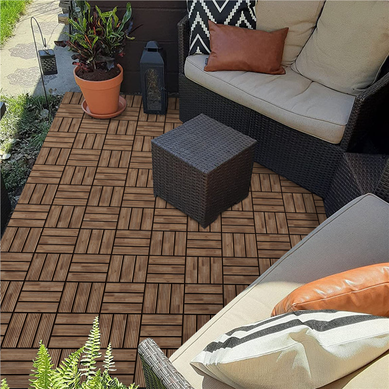 30cm L x 30cm W Solid Wood Tile in Brown, Brown