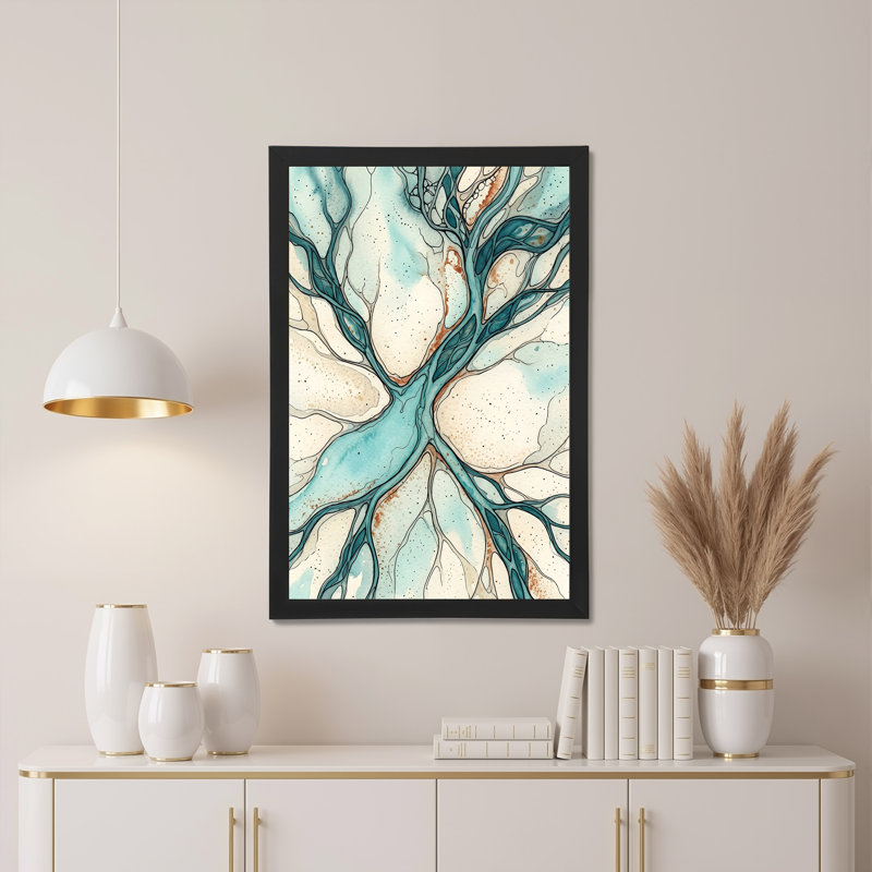 Toile sarcelle et rouille, 30"H x 20"W