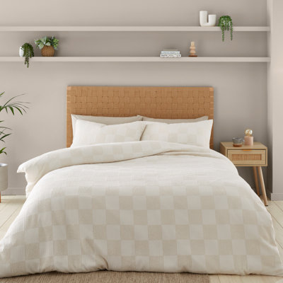 Soft Checkerboard Boucle Duvet Cover Set