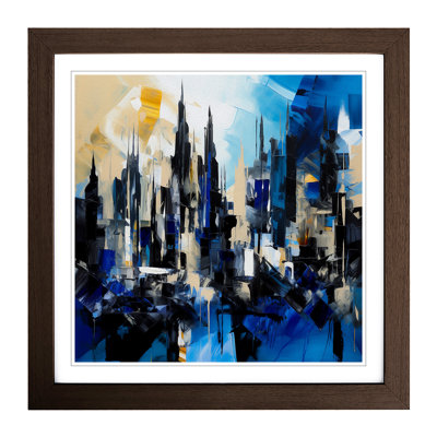 City Of Dubai Abstract Expressionism No.2 - Single Picture Frame Print on Wood