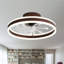 Ventilateur de plafond 19,7 po à profil bas avec lumières et télécommande, ventilateur de plafond intelligent encastré, brun Fandelier-720534510