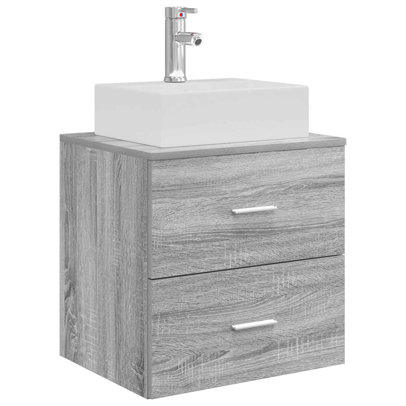 Single Bathroom Vanity with Ceramic Basin, Grey Sonoma
