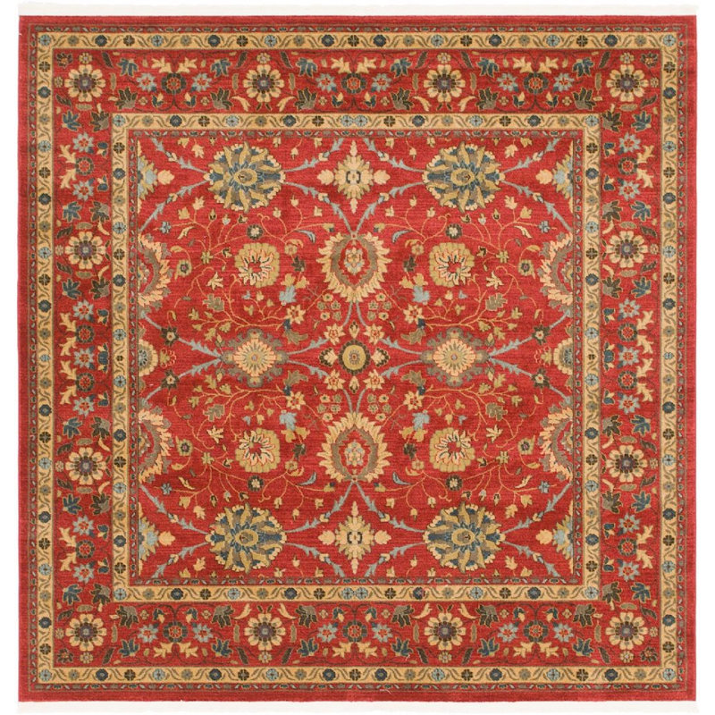 Tapis cerise à motif oriental Stirling, Rond 6 pi