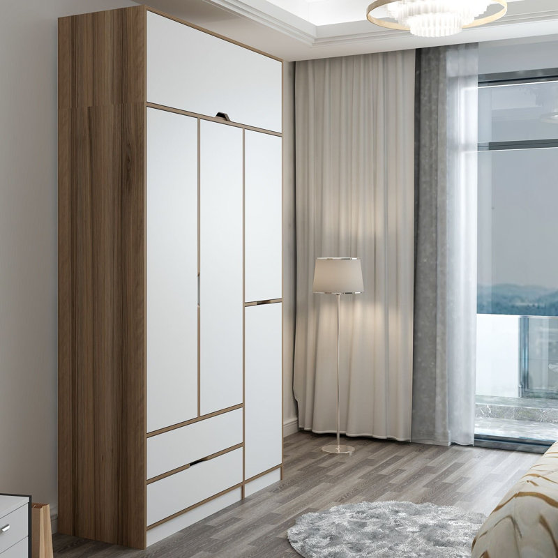 Elina 5 Door Manufactured Wood Wardrobe, White