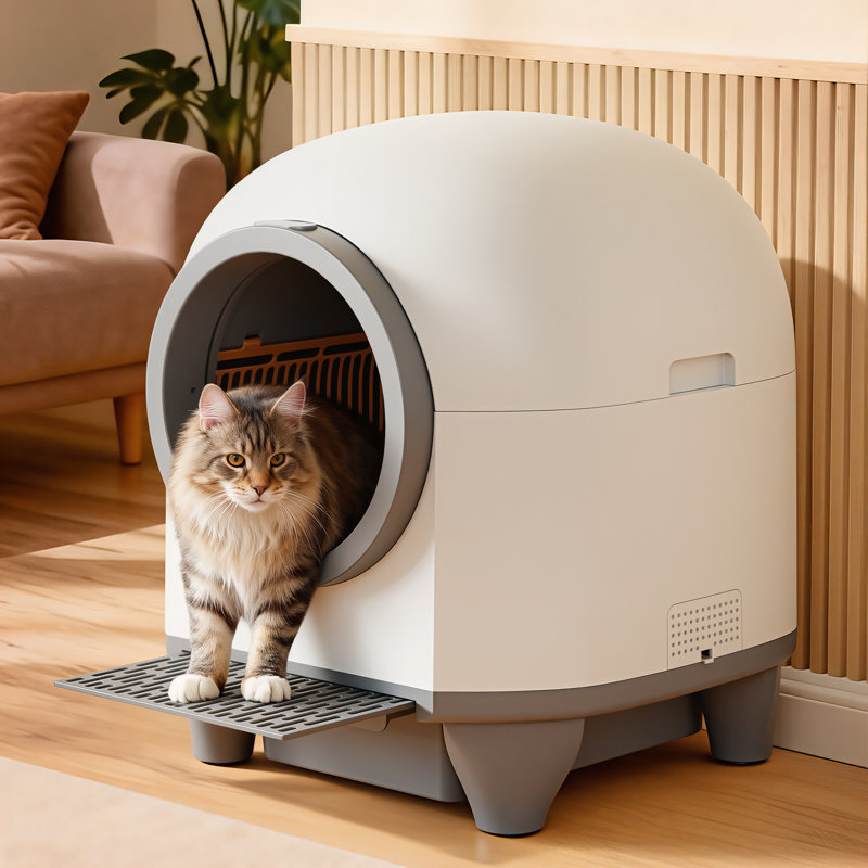 Bac à litière autonettoyant, litière automatique 90 L pour chats multiples avec protection de sécurité / contrôle des applications / tapis / 1 rouleau de sacs à ordures