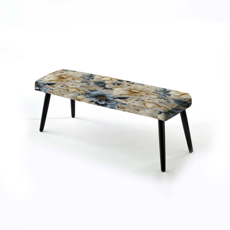 Banc rembourré floral noir Truong, Neo Victorian Fusion Victorian Pattern XII
