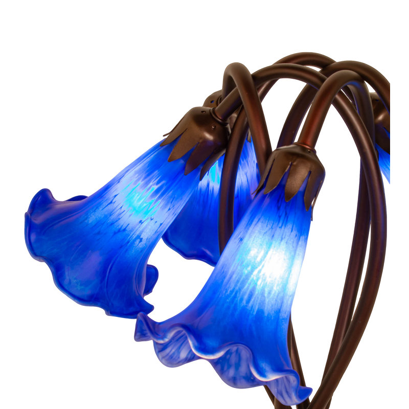 17" High Blue Pond Lily 5 LT Accent Lamp, Blue, Rocker