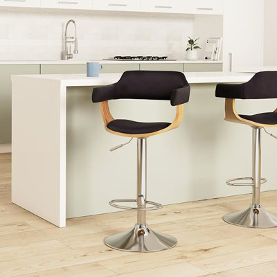 Pivot avec aspect chêne matelassé et patiné, course de rotation de 360 degrés, puissance de réglage de la hauteur infinie, base large et stable, repose-pieds, aspect noir et kaki, pour la cuisine, acier au caoutchouc ABS