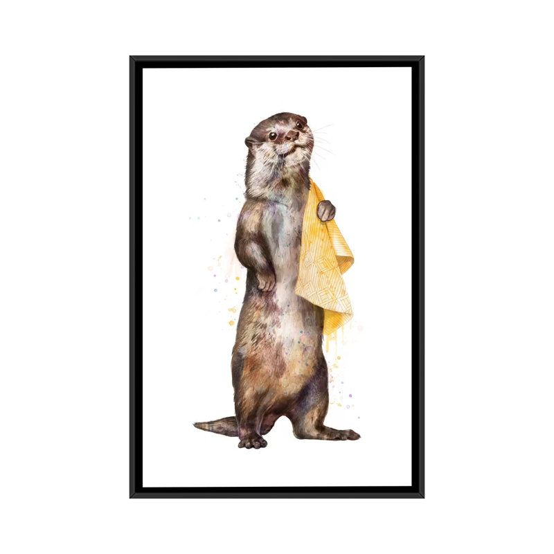 «Otter», reproduction d'impression sur toile, H 26 po x l 18 po x P 1,5 po, Toile avec cadre noir, Pas de tapis