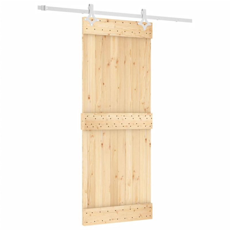 Porte coulissante avec quincaillerie Vidaxl, Blanc/naturel, 35,4 po x 82,7 po
