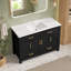 Ensemble de meuble-lavabo noir 48 po avec lavabo en résine, armoire de rangement abondante - 4 portes à fermeture douce et 4 tiroirs