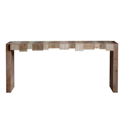 Modern Rustic Console Table - 71" Entryway Table With Sculpted Block Design - Narrow Sofa Table For Hallway, Living Room, Or Foyer