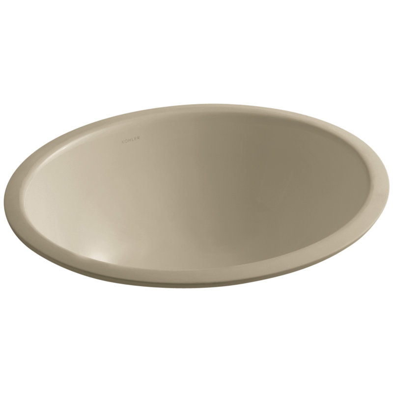 Caxton Ceramic Oval Undermount Bathroom Sink, Mexican Sand
