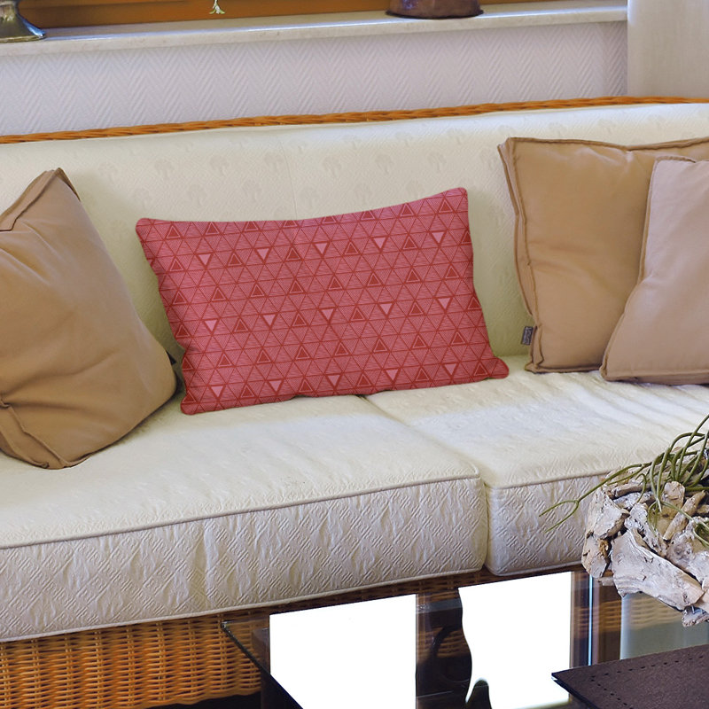 Coussin lombaire géométrique 14 po, Rouge / rose