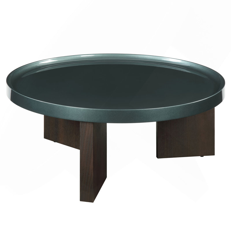 Table basse Lakita vert noirâtre et chêne fumé.