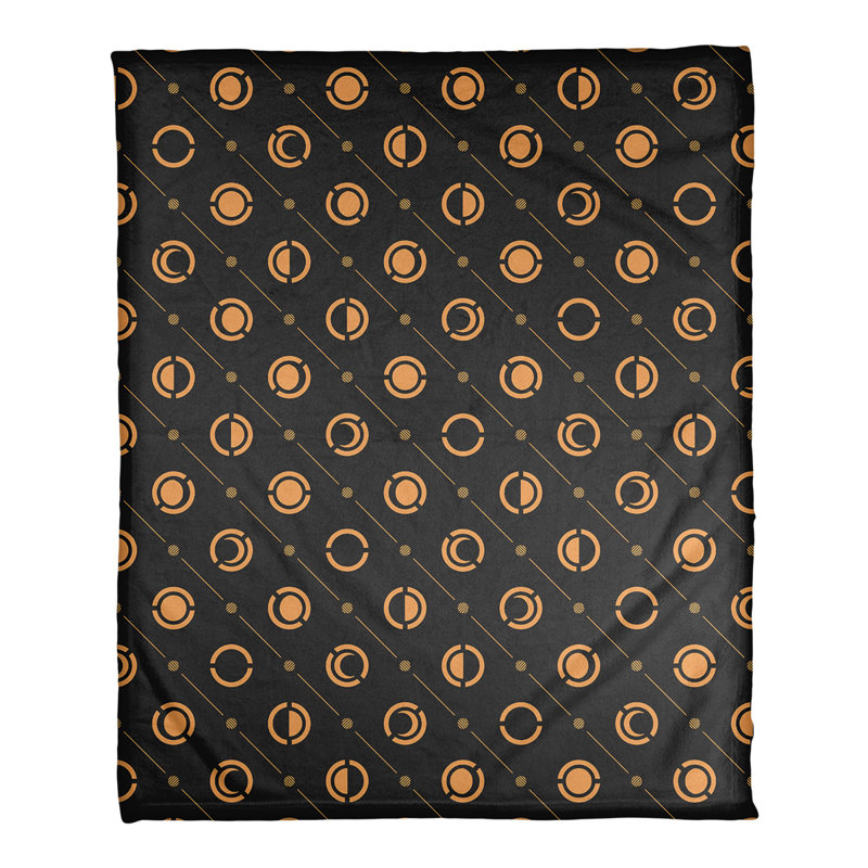 Couverture polaire moon phases, l 30 po x L 40 po, Orange / Noir