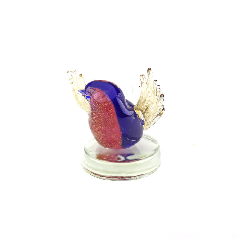Murano Glass Bird On Clear Base