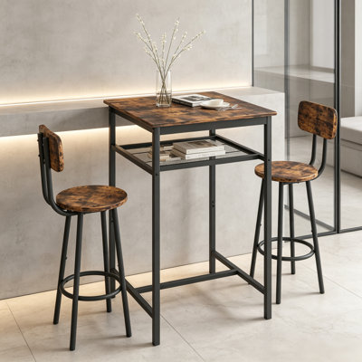 Bar table, equipped with 2 bar stools , with backrest and partition