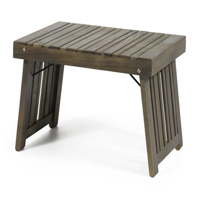 Foldable Wood Side Table In Grey, Design, 21.45W X 14.04D 16.04H For Space Saving With Aspect, Grey Slat Touch,