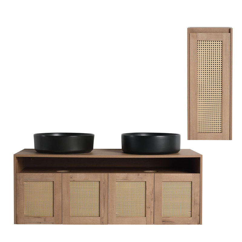 Meuble-lavabo de salle de bain avec lavabo en céramique, 47"
