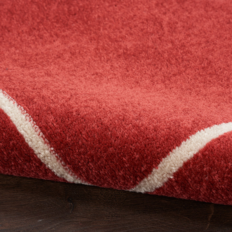 Argentino Abstract Machine Woven Chenille Indoor/Outdoor Area Rug in Red, Rectangle 5' x 7'