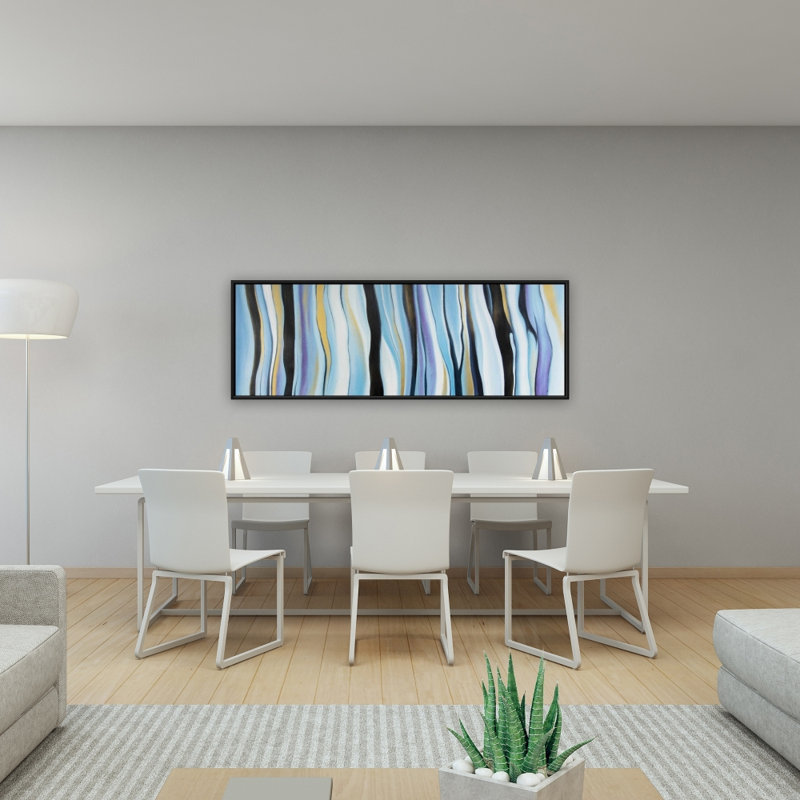 Shapes Blue, toile abstraite encadrée - décor d'humeur bleue
