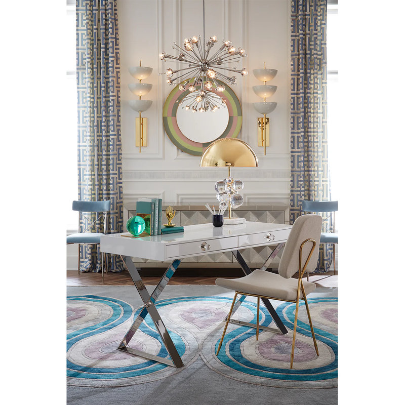 Jonathan Adler Spoutnik - lustre sphère lumineuse, Nickel poli, 21" H x 33.5" W x 33.5" D