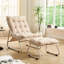 Fauteuil inclinable de patio avec assise en toile et coussin moelleux, idéal pour une salle de lecture, structure beige robuste, coussin doux, couleurs variées, capacité de charge : 136 kg