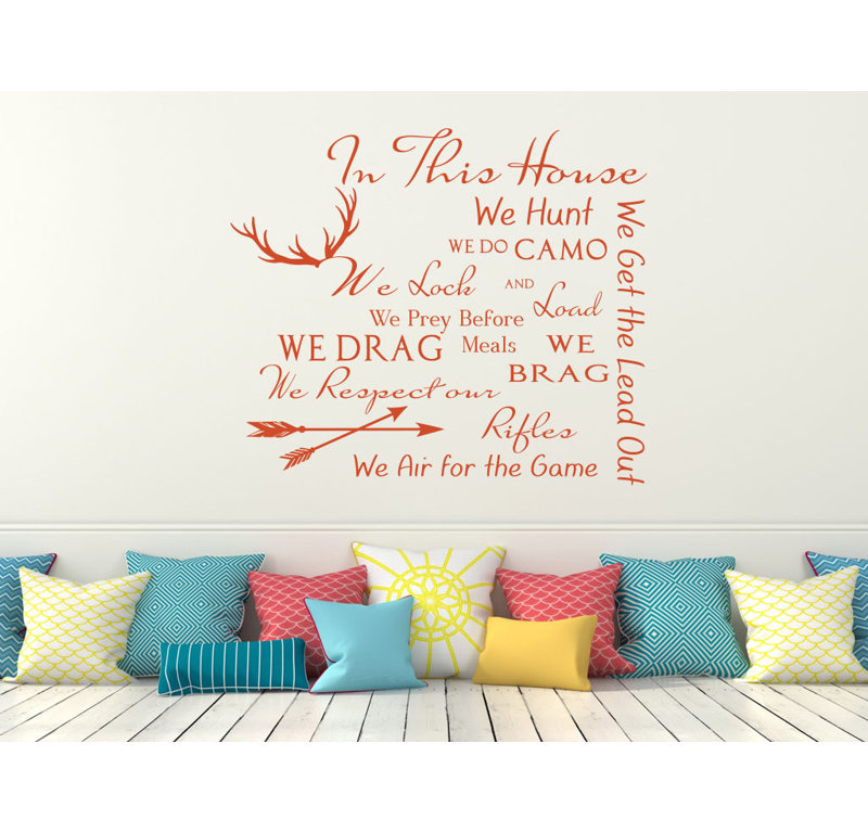 Décalcomanie murale citation règles maison family, Orange