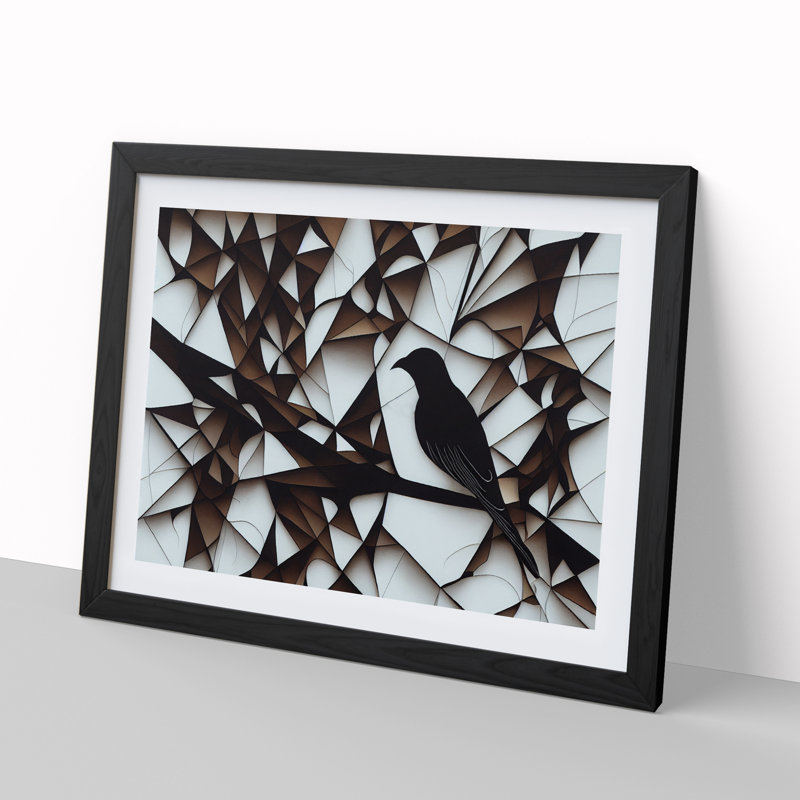 Awesome Abstract Bird - Single Picture Frame Print, 34cm H x 46cm W x 2cm D, Black