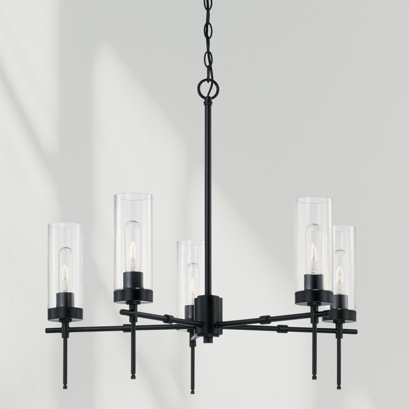 Lustre classique unique à 5 lumières Aristedes, Noir mat