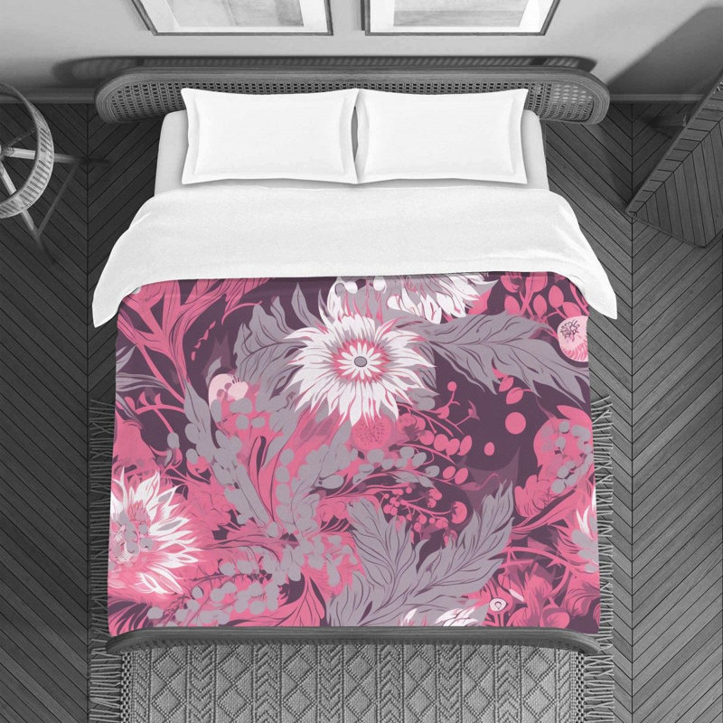Literie , Housse de couette pour lit simple, Rose / argenté