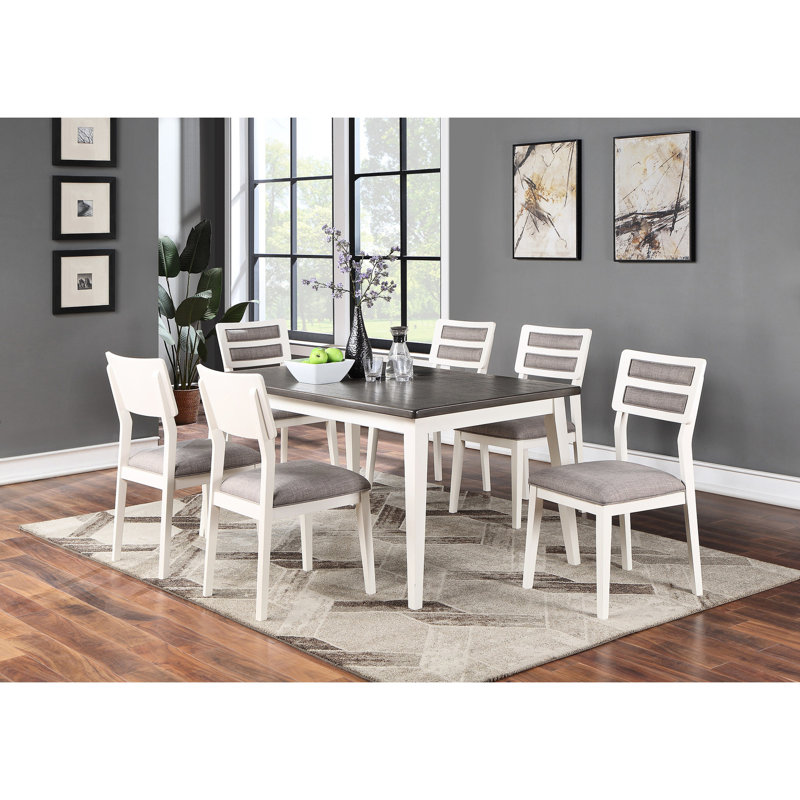 Chaises de salle à manger blanches et grises de 2, avec dossier unique et coussin rembourré pour la cuisine moderne 2 en gris,