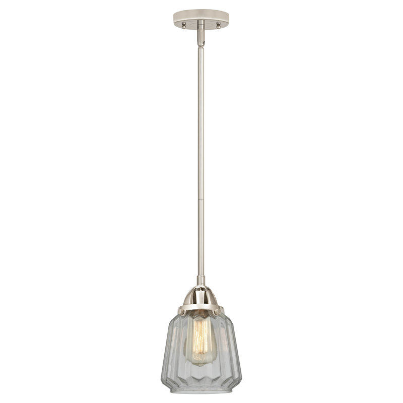Nouveau 2 - Reidar - Mini-luminaire suspendu 1 tige 7 po - Ampoule DEL, Clair, Nickel poli