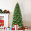 Arbre de Noël de 7 pi, 1375 pointes de branches texturées, 400 lumières à DEL blanc chaud, branches en PE, installation à charnières, assemblage rapide, arbre à base en métal présentant des lumières et des extrémités réalistes, mixte