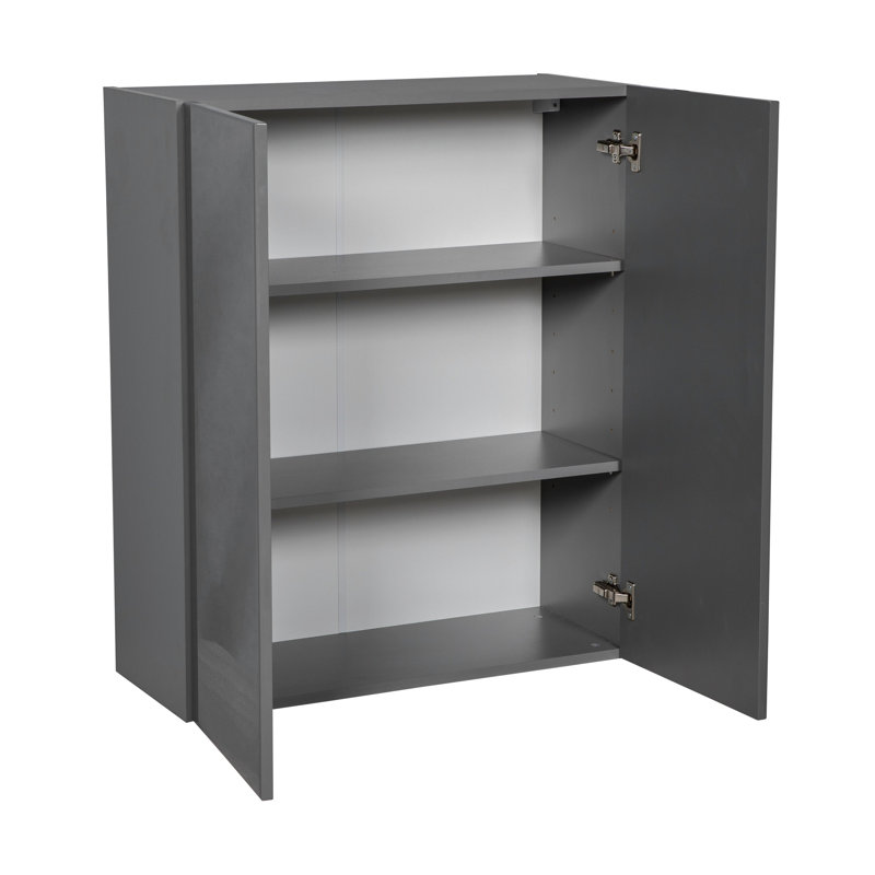 Open Particleboard Standard Wall Cabinet Ready-to-Assemble, 36" H x 24" W, Gray Gloss