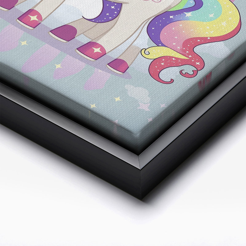 Licorne arc-en-ciel, 24"H x 32"W, Canvas, Black Framed