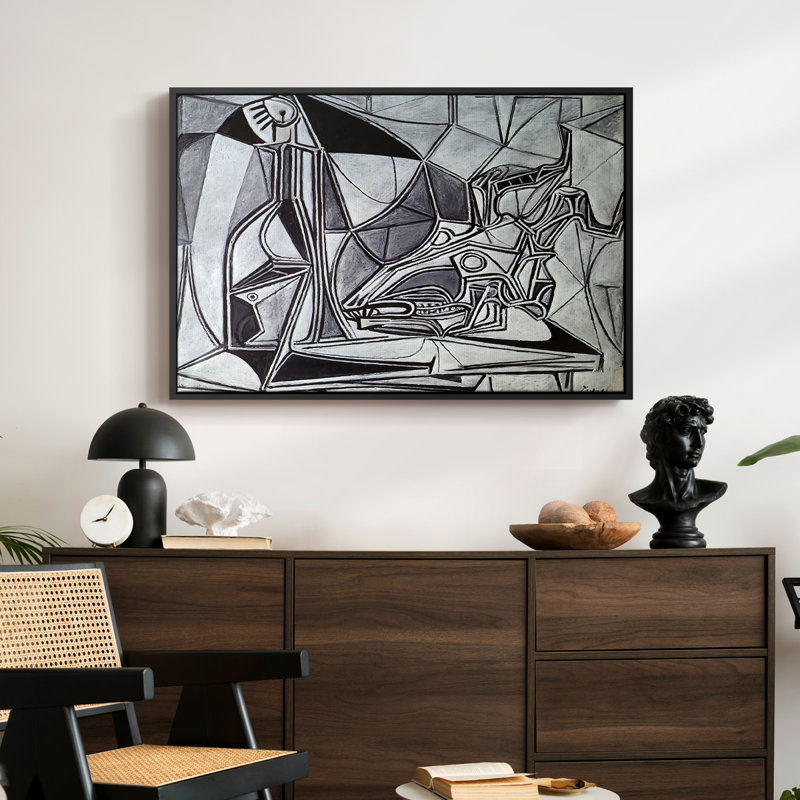 Goat's Skull, Bottle and Candle, 1952 - Pablo Picasso, toile tendue avec châssis, 24 po x 36 po, Noir
