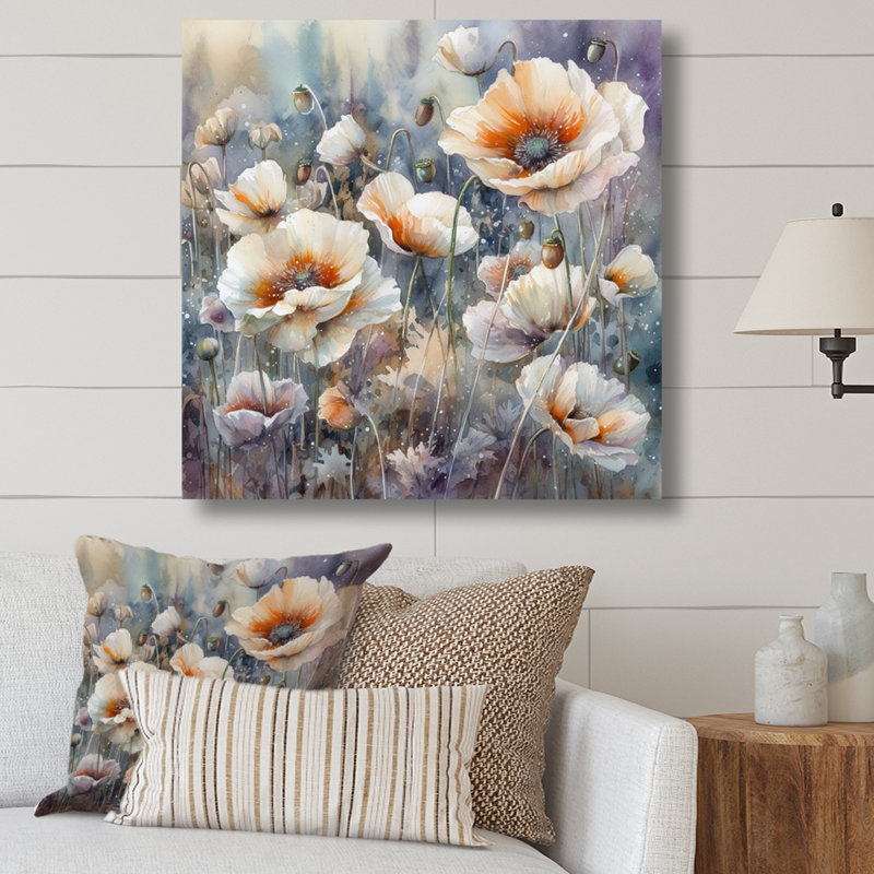 Orange Pivoines en fleurs I, reproduction d'art sur toile, H 16 po x l 16 po x P 1 po, Toile tendue