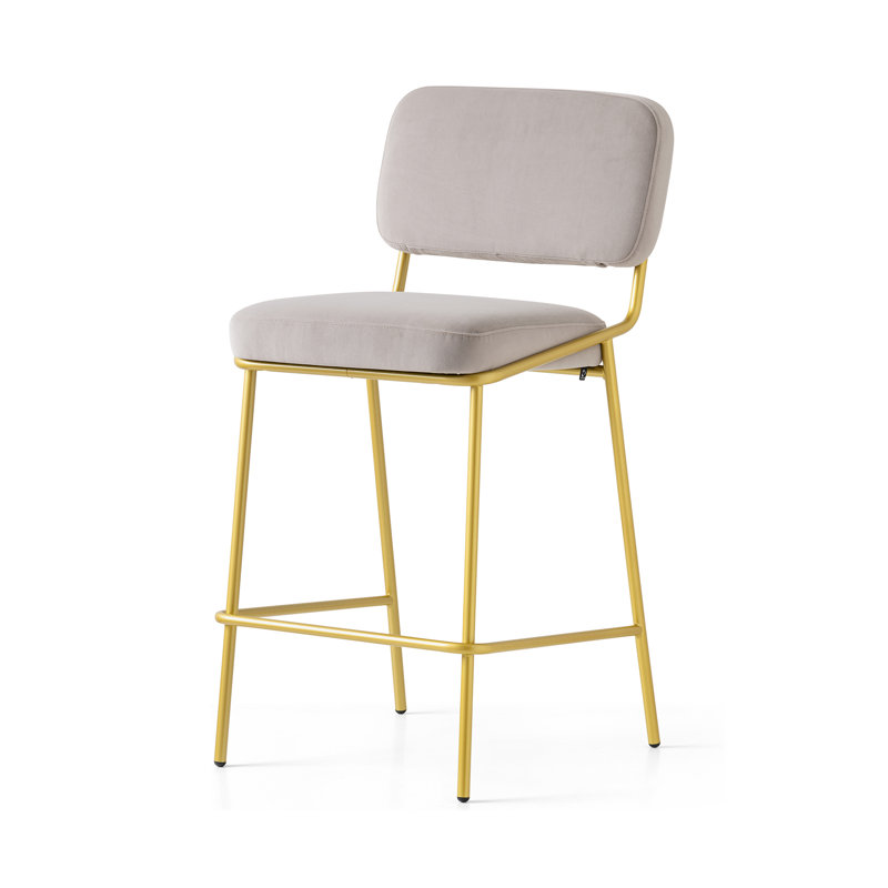 Sixty Upholstered Counter Stool with Metal Frame, Counter Stool (25.63" Seat Height), Painted Brass, Sand