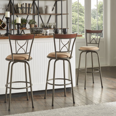 Basche Swivel Upholstered Adjustable Height Counter Stool with Metal Frame