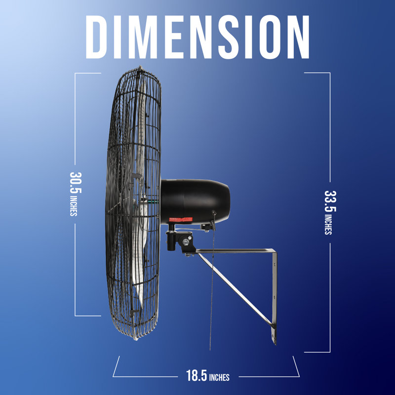 Tornado 30 Inch Pro Series High Velocity Oscillating Wall Mount Fan For Commercial, Industrial Use 3 Speed 8850 CFM 6.6 FT Cord UL Safety Listed