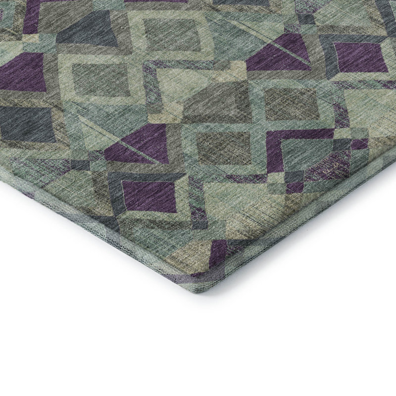 Premium Machine Washable Kumbhar AMF1308 Geometric Rug, Round 8'