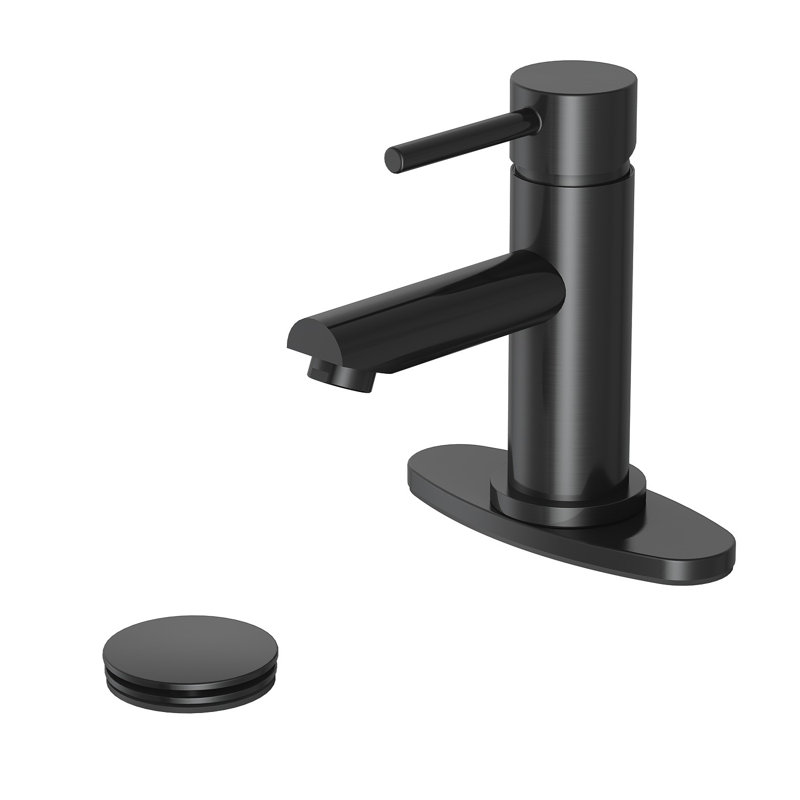 Single-handle Bathroom Faucet with Drain Assembly, Matte Black