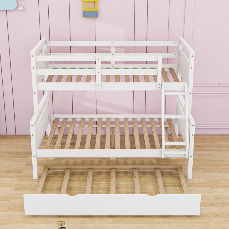 Aspen Loft Bed With Cabinet And Shelf - Solid Pine Wood And Safety Features, Twin Over Full, White