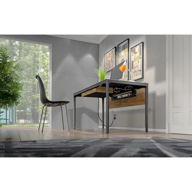 Luma Office - Adjustable Back Panel - Small - Natural Walnut, 14" H x 57" W x 3.5" D
