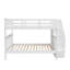 Stairway Bunk Bed With Storage And Guard Rail For Bedroom, Dorm